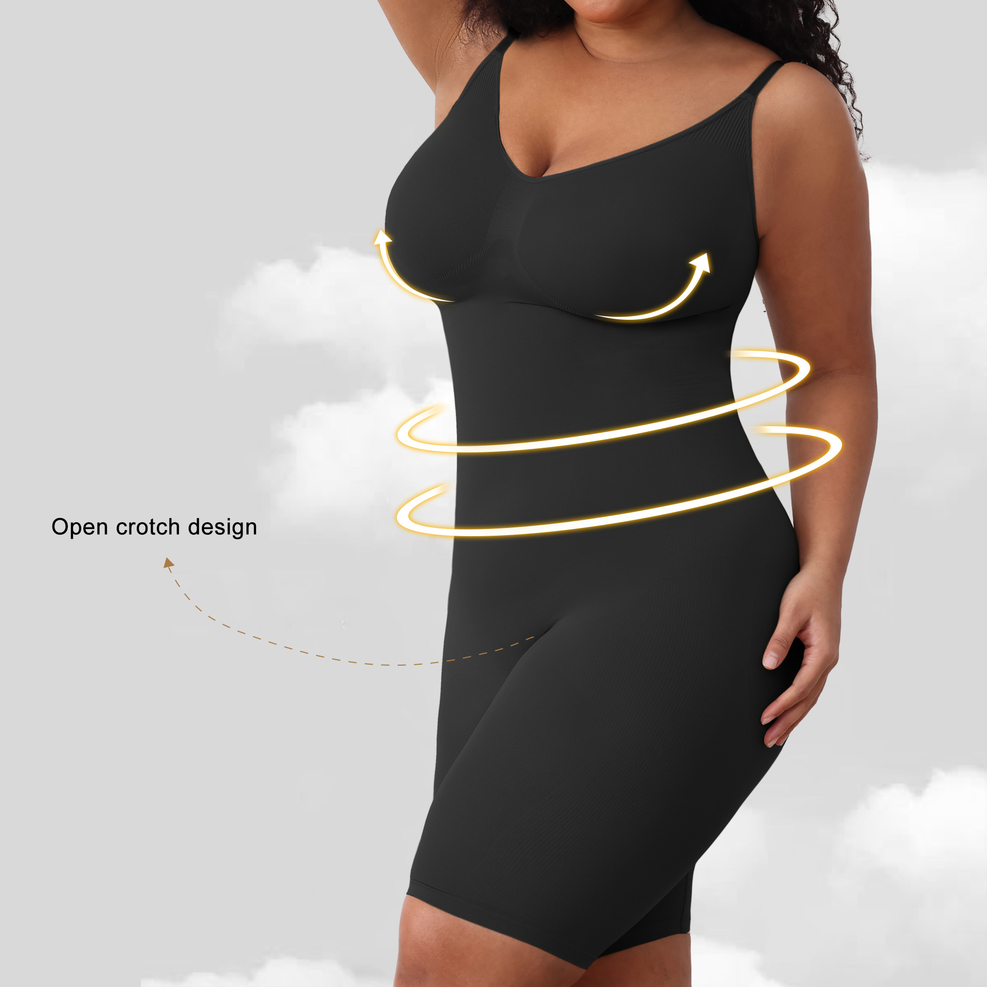 Womens Seamless Shapewear Bodysuit Romper - Full Body Shaper Jumpsuit